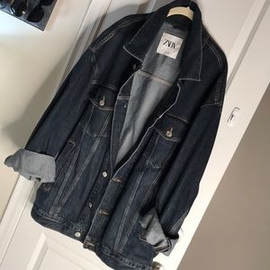 Zara Oversized Dark Blue Denim Jacket size L